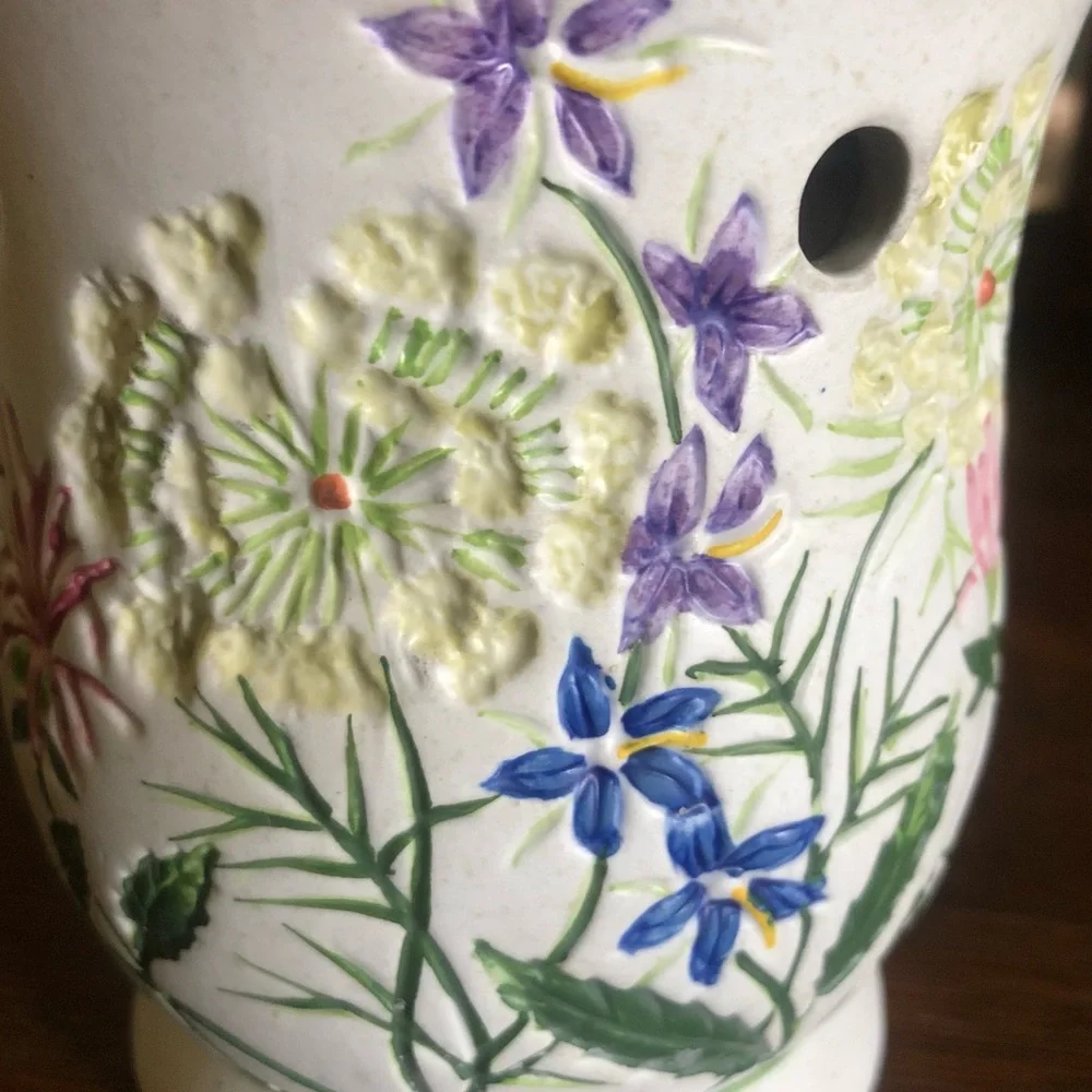 Vintage Yankee Candle Embossed Wildflowers & Bees Shade Topper & Tart Warmer Set
